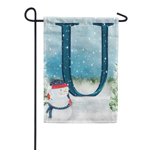 Let It Snow Watercolor Monogram Double Sided Garden Flag