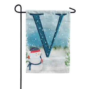 Let It Snow Watercolor Monogram Double Sided Garden Flag