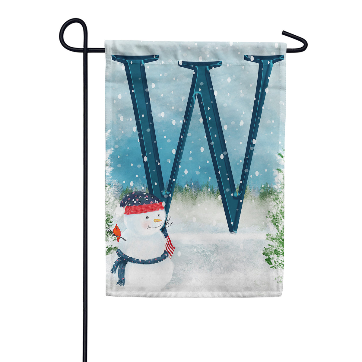 Let It Snow Watercolor Monogram Double Sided Garden Flag