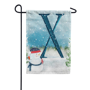 Let It Snow Watercolor Monogram Double Sided Garden Flag