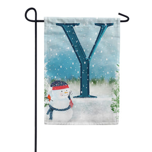 Let It Snow Watercolor Monogram Double Sided Garden Flag
