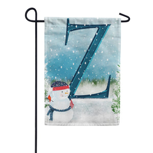 Let It Snow Watercolor Monogram Double Sided Garden Flag
