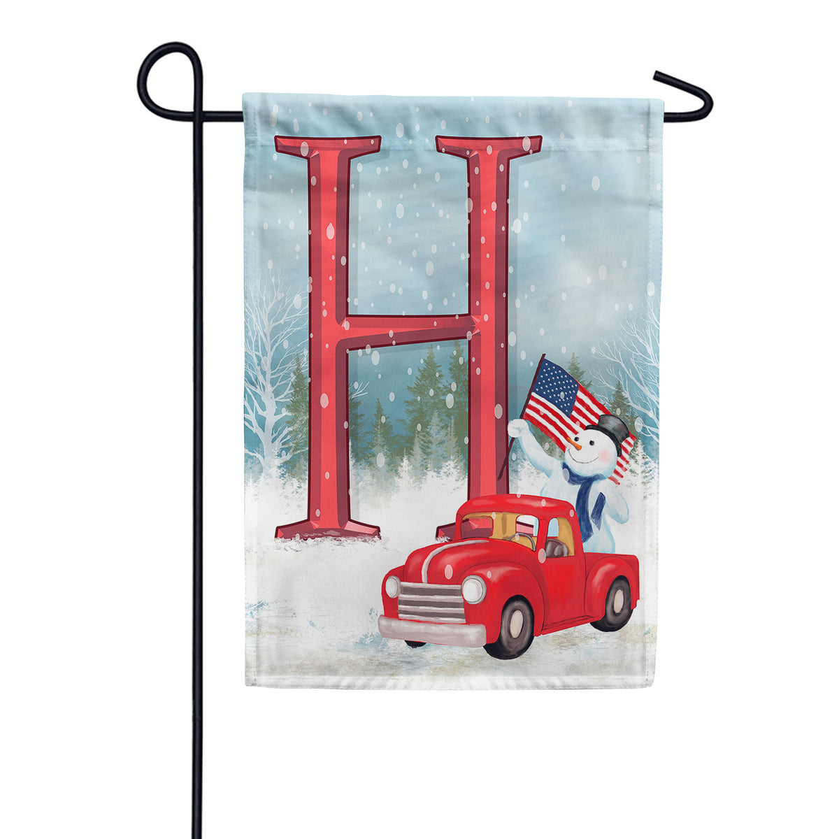 Happy Holidays America Monogram Double Sided Garden Flag