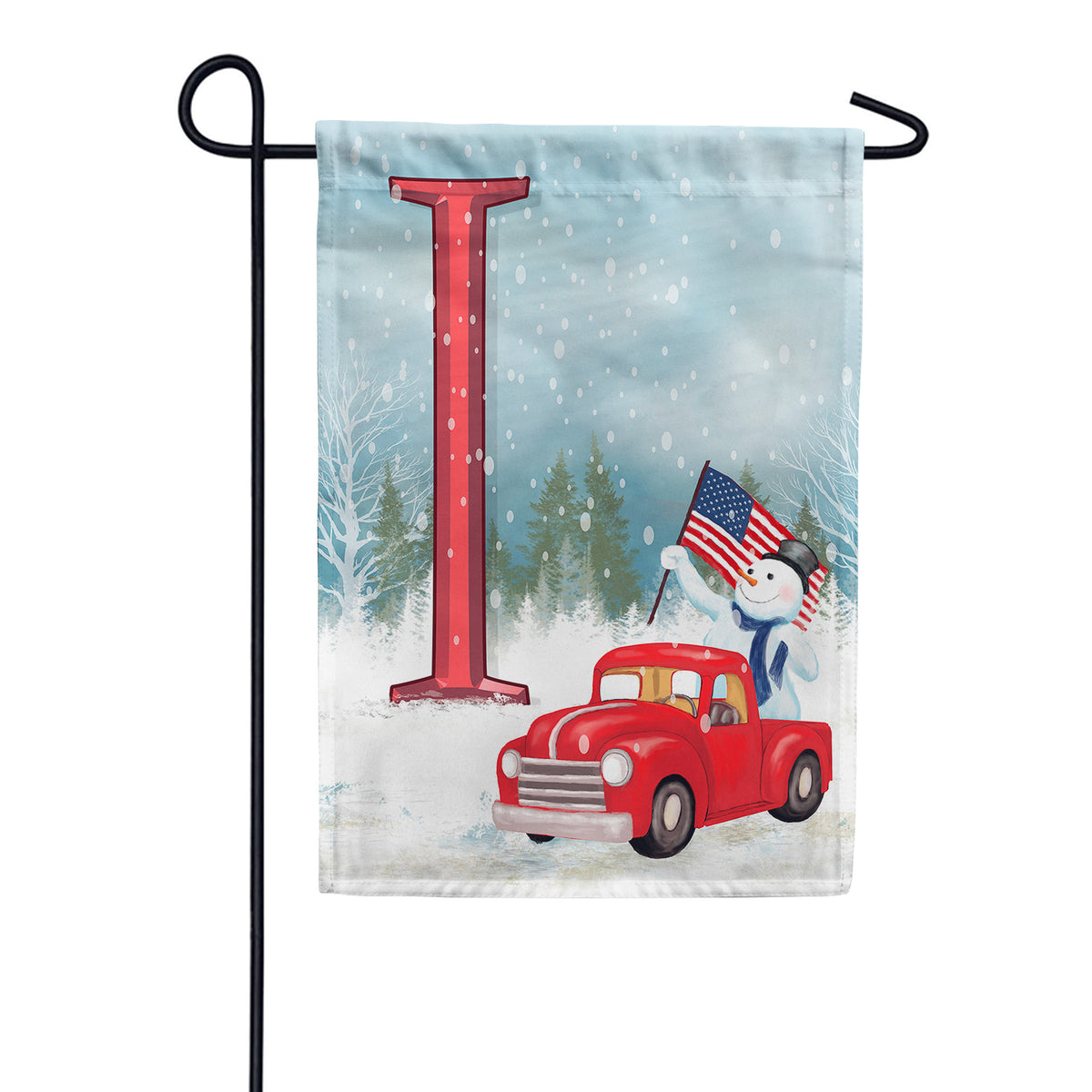 Happy Holidays America Monogram Double Sided Garden Flag