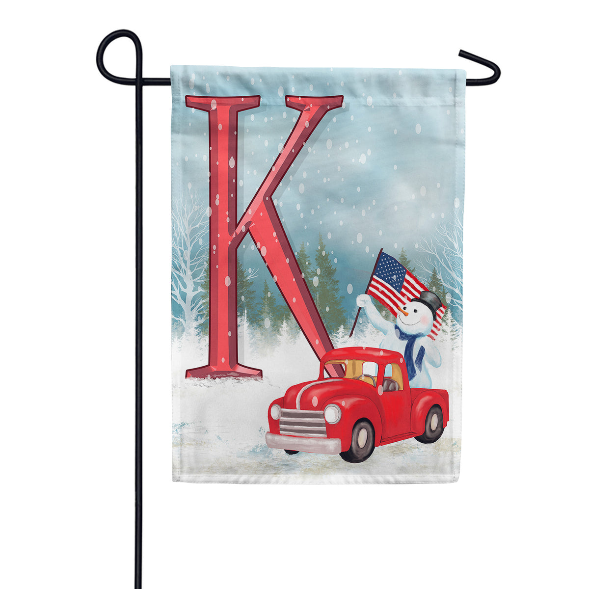 Happy Holidays America Monogram Double Sided Garden Flag