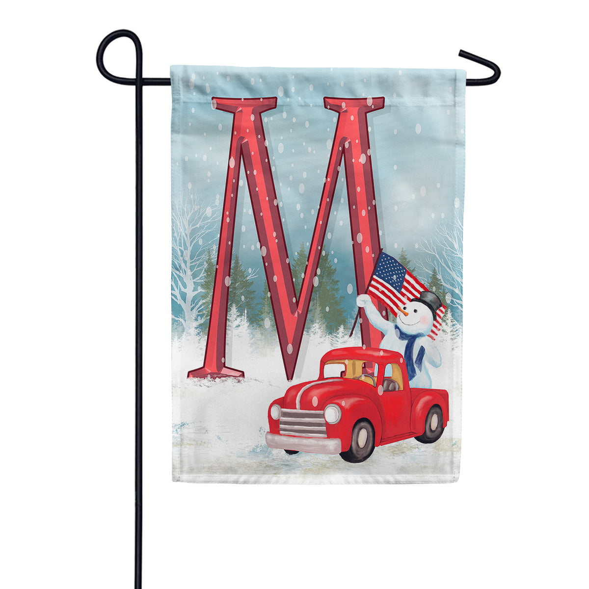 Happy Holidays America Monogram Double Sided Garden Flag