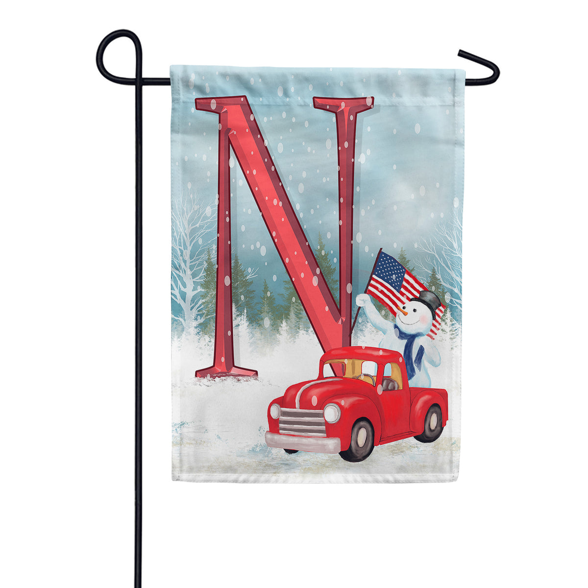 Happy Holidays America Monogram Double Sided Garden Flag