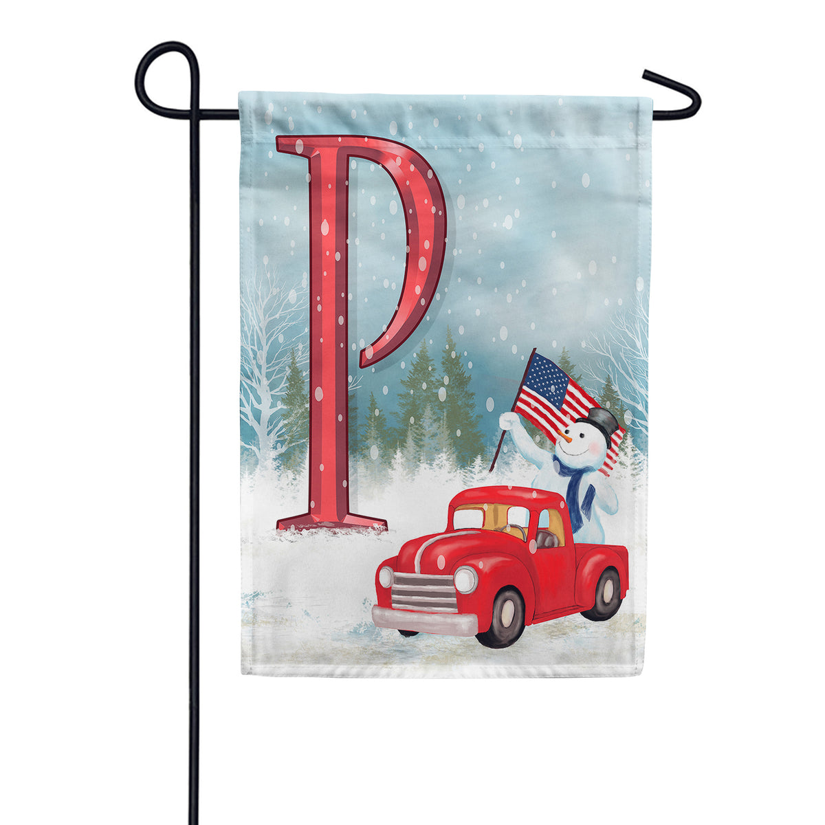 Happy Holidays America Monogram Double Sided Garden Flag