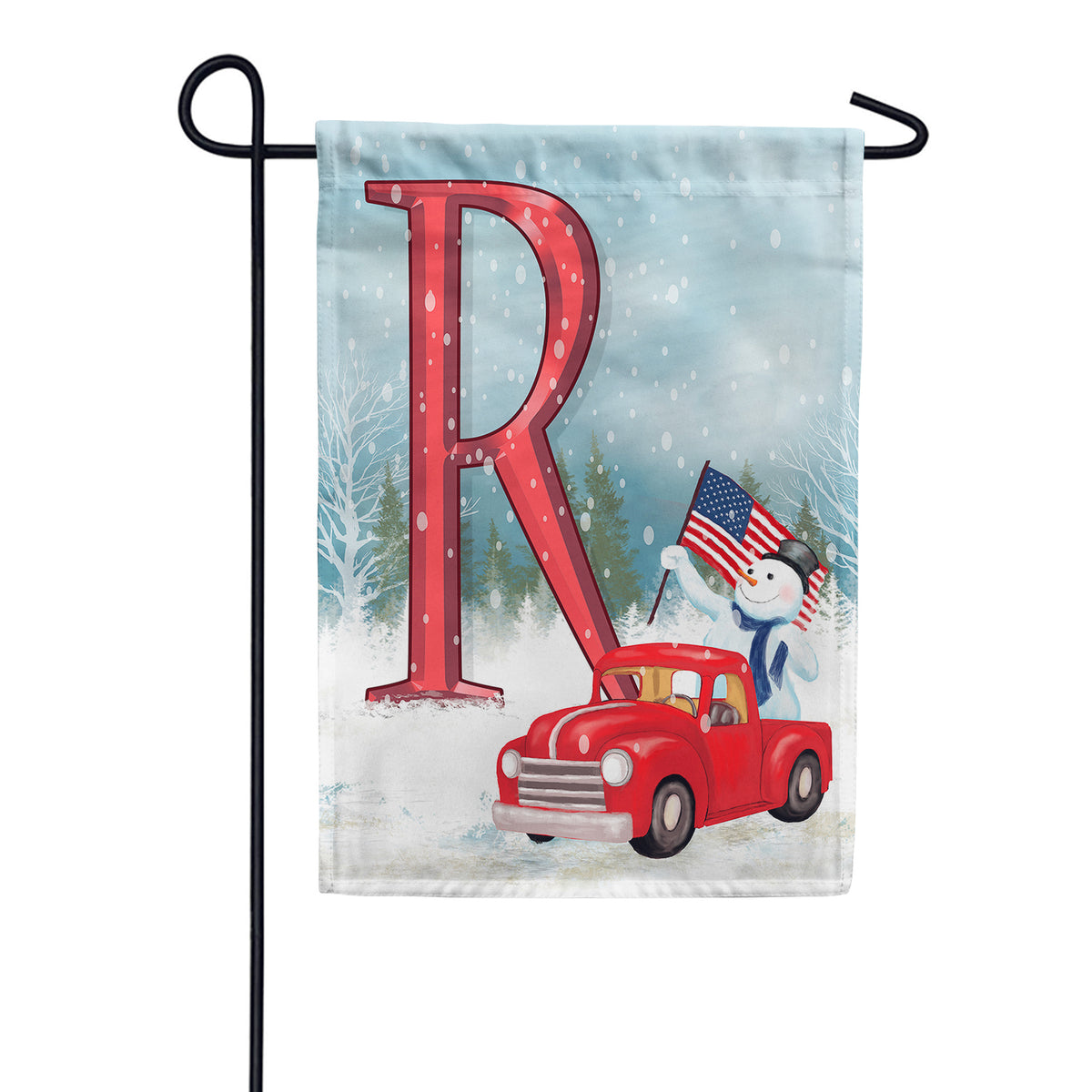 Happy Holidays America Monogram Double Sided Garden Flag