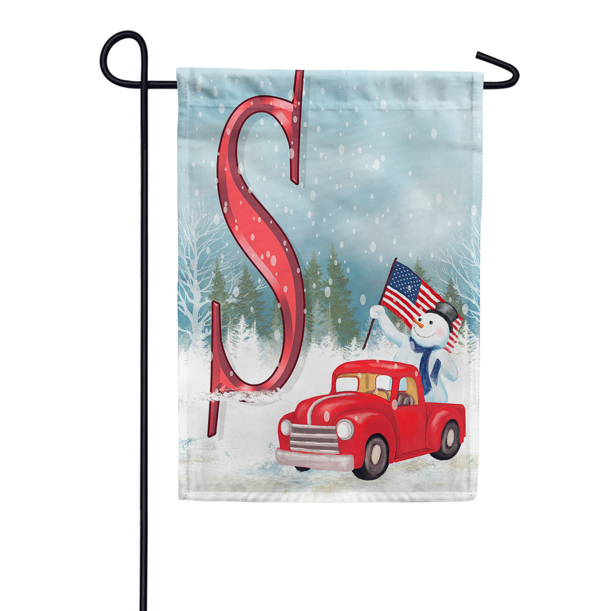 Happy Holidays America Monogram Double Sided Garden Flag