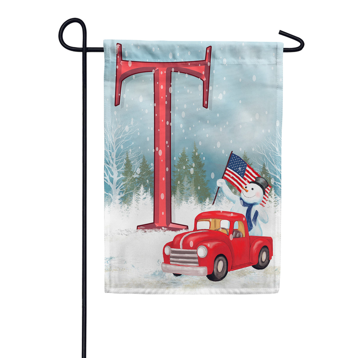 Happy Holidays America Monogram Double Sided Garden Flag