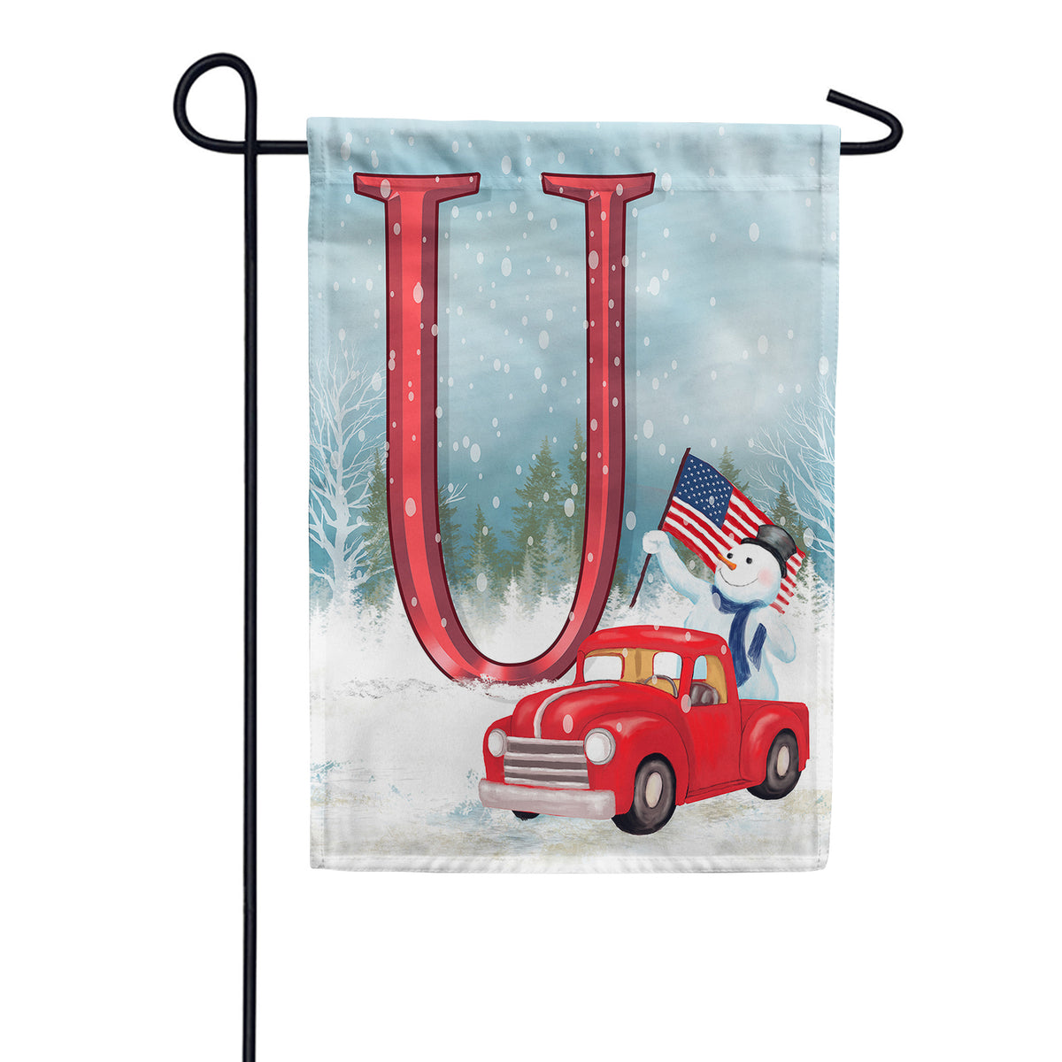 Happy Holidays America Monogram Double Sided Garden Flag