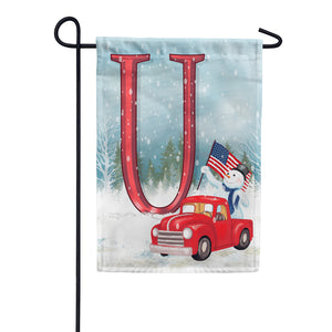Happy Holidays America Monogram Double Sided Garden Flag