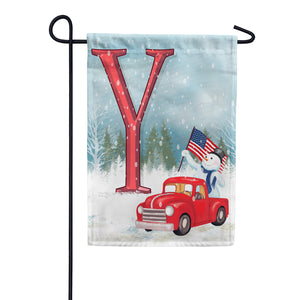 Happy Holidays America Monogram Double Sided Garden Flag