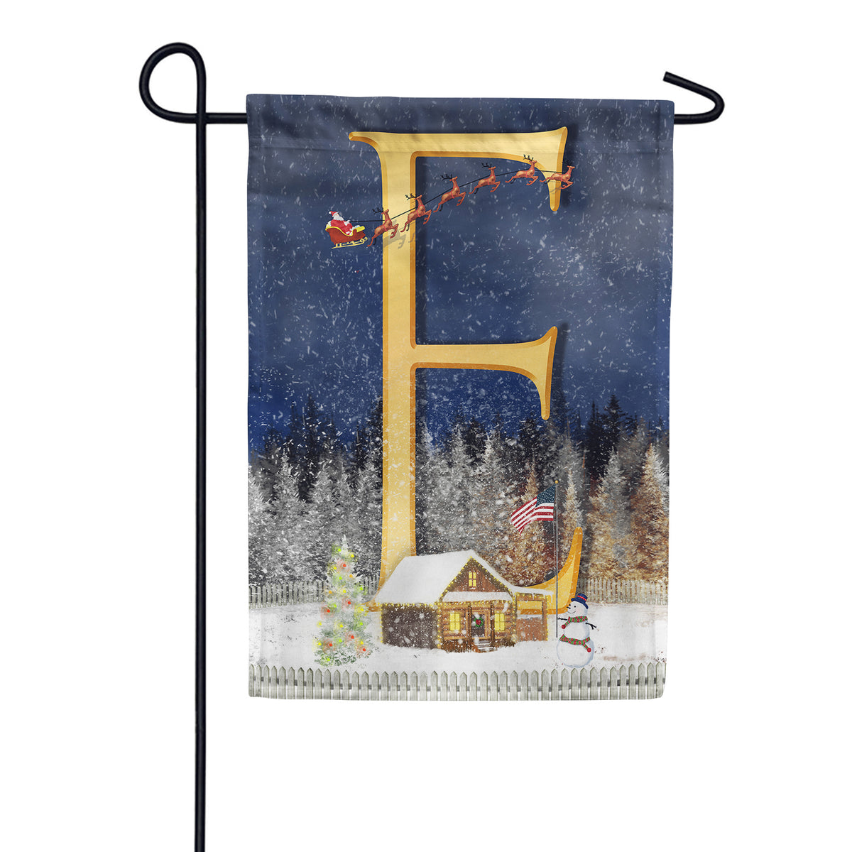 Santa Is Coming Double Sided Monogram Garden Flag