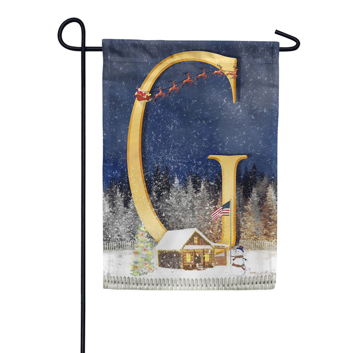 Santa Is Coming Double Sided Monogram Garden Flag