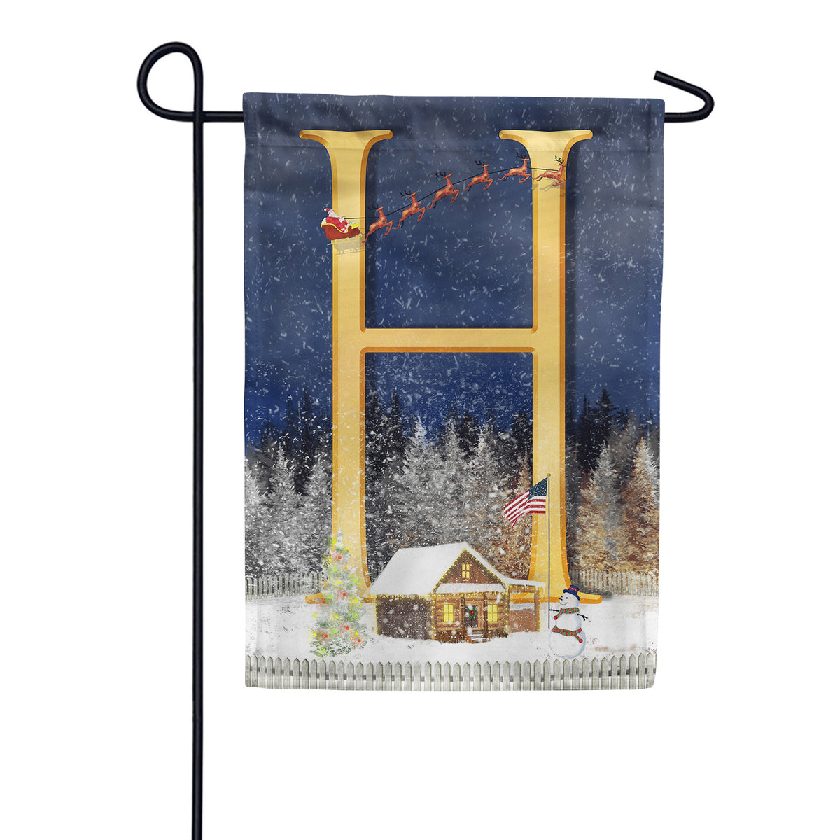 Santa Is Coming Double Sided Monogram Garden Flag