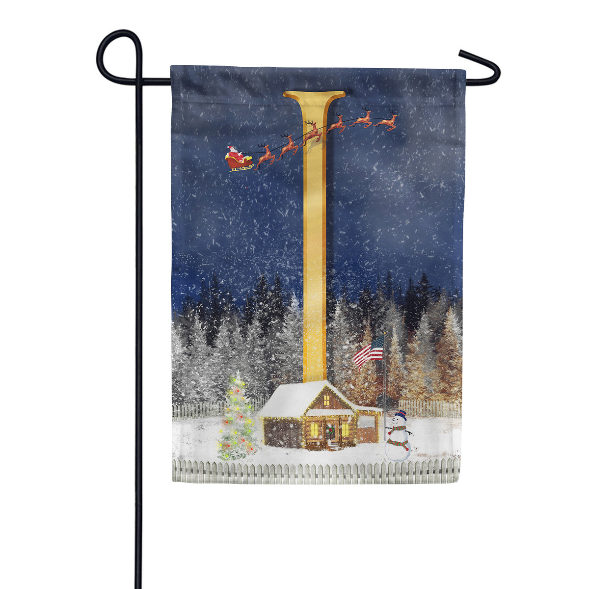 Santa Is Coming Double Sided Monogram Garden Flag