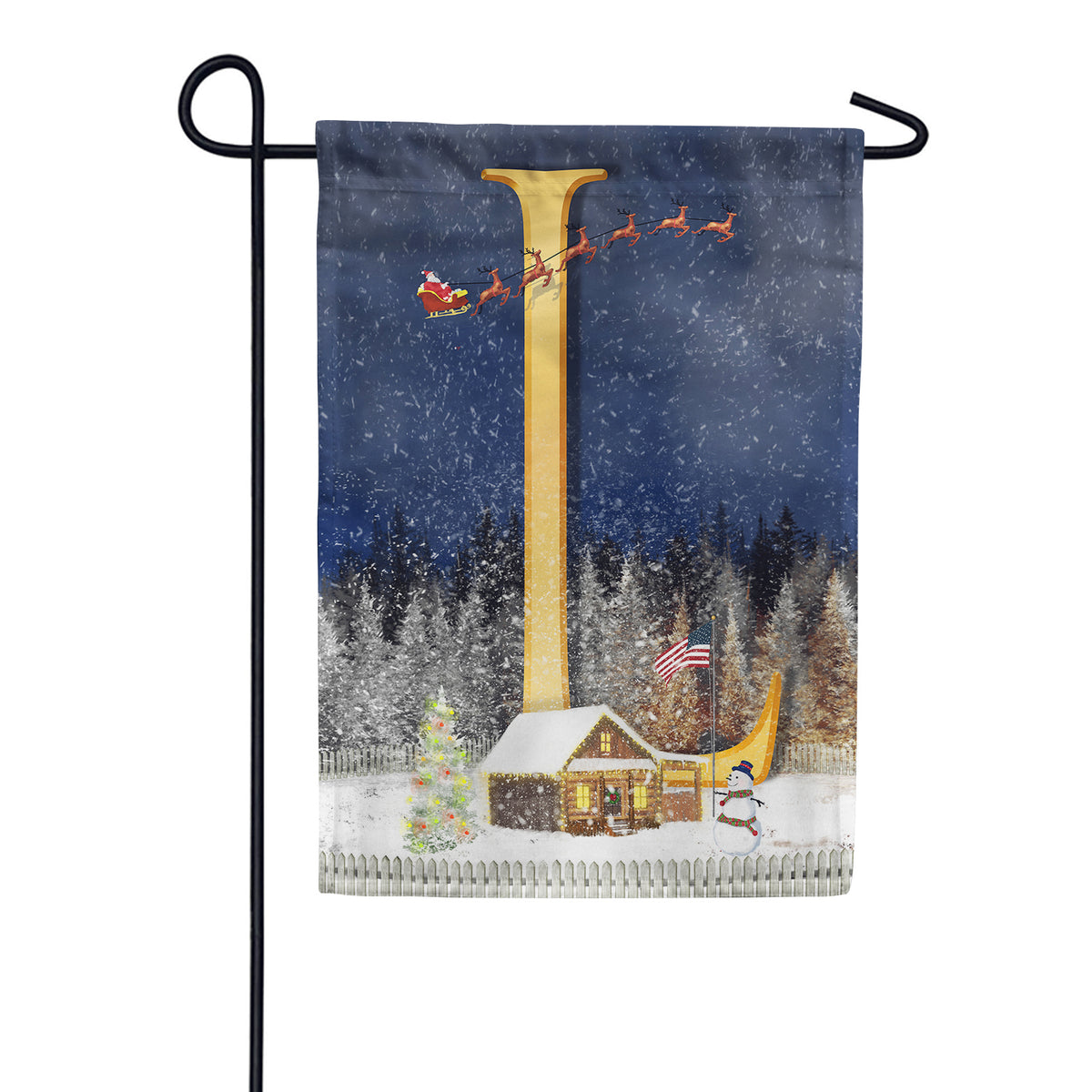 Santa Is Coming Double Sided Monogram Garden Flag