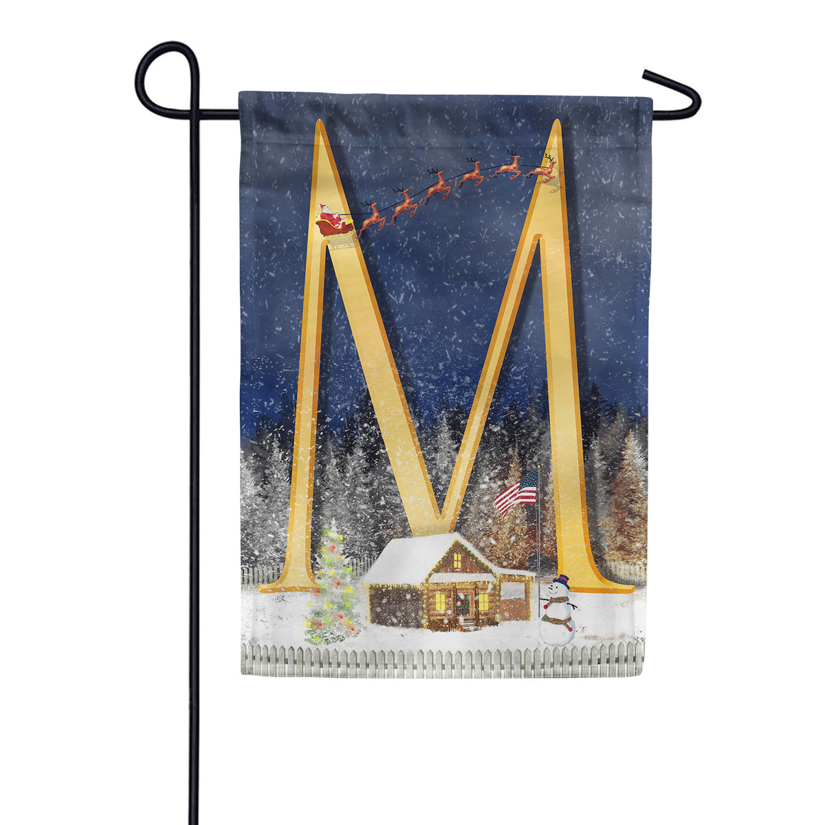 Santa Is Coming Double Sided Monogram Garden Flag