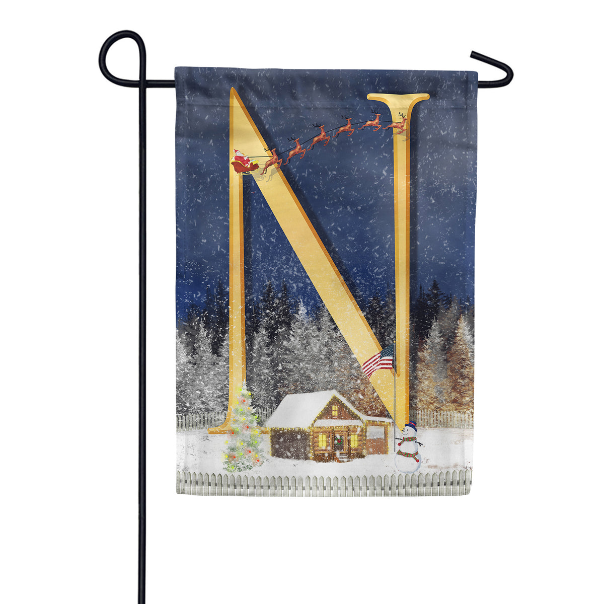 Santa Is Coming Double Sided Monogram Garden Flag