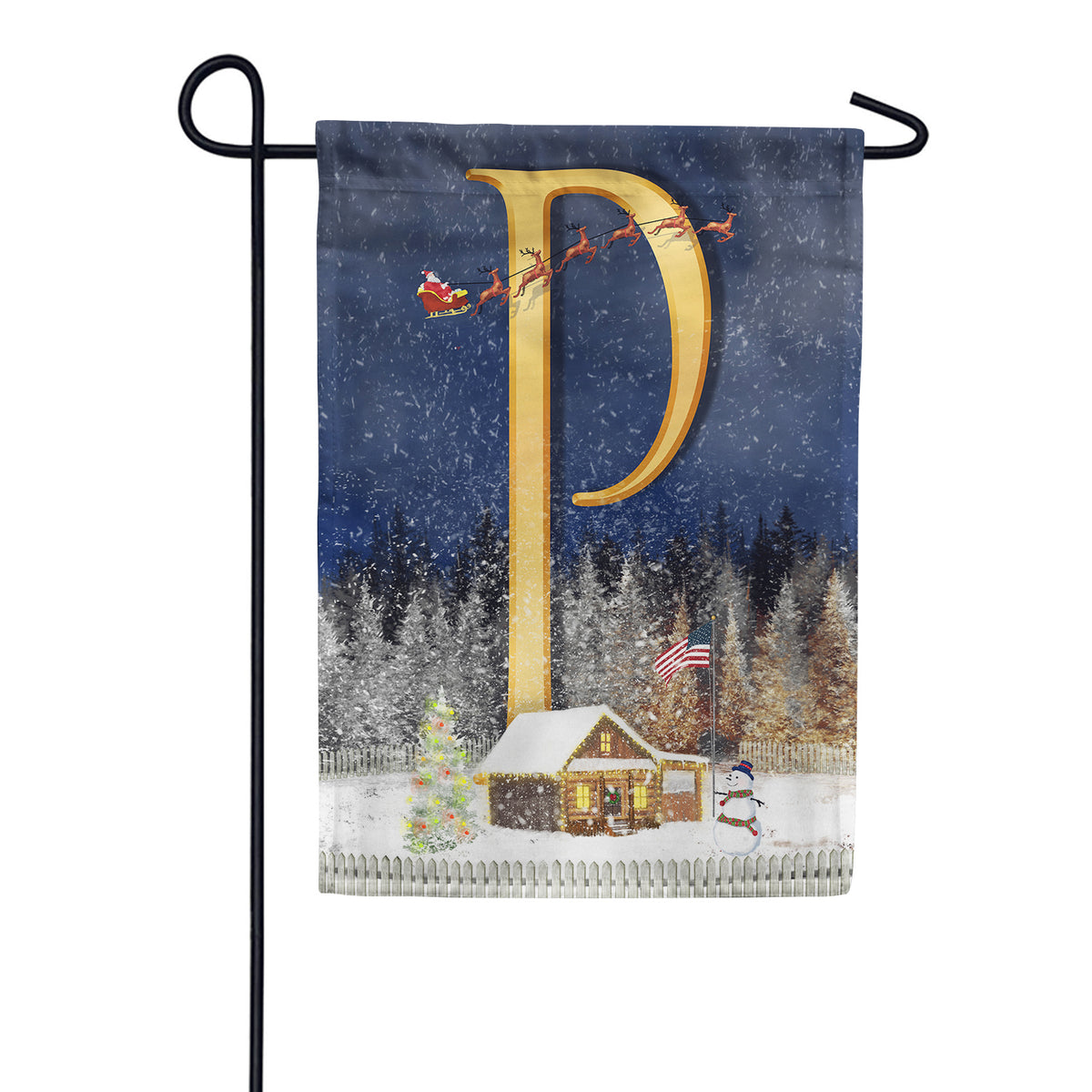 Santa Is Coming Double Sided Monogram Garden Flag