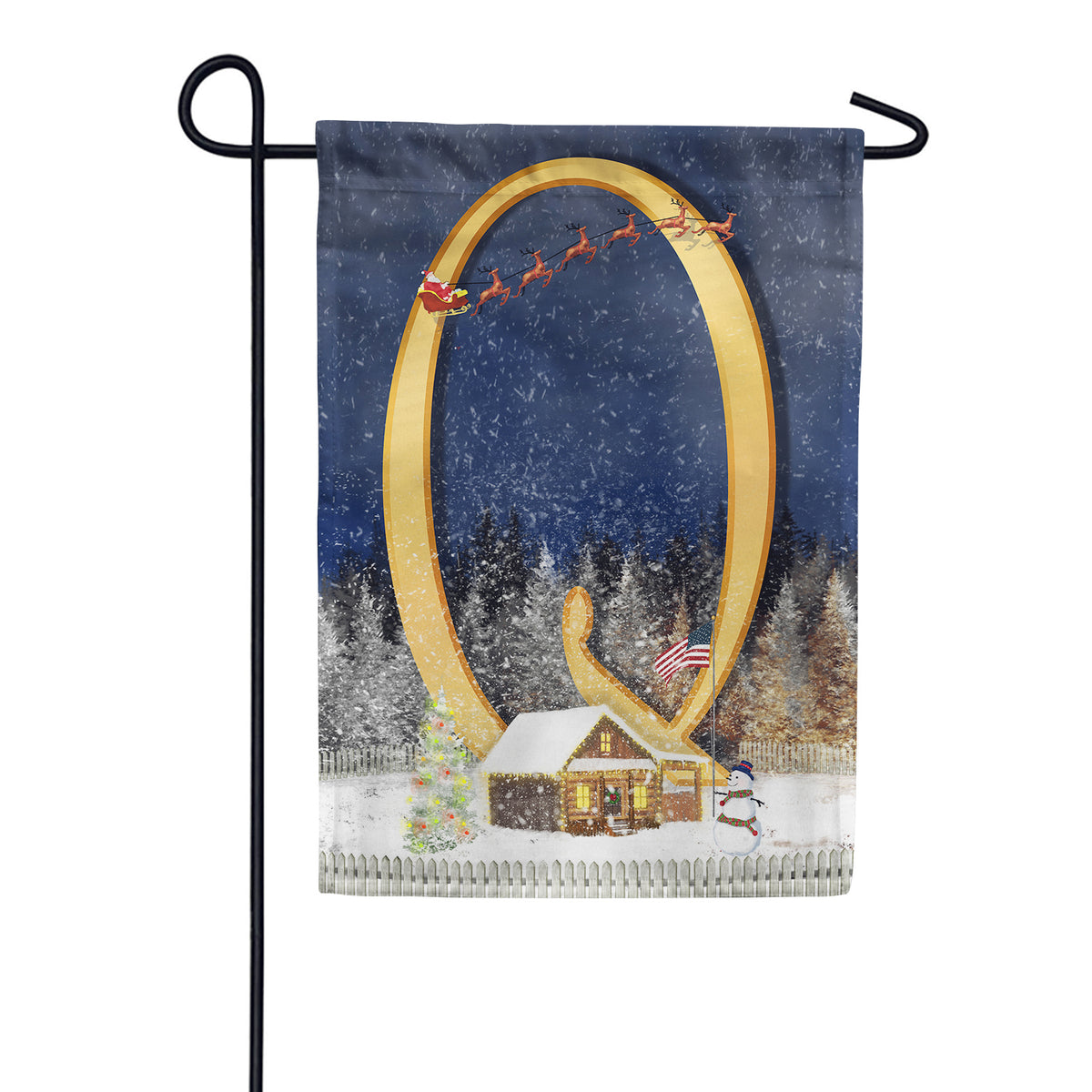 Santa Is Coming Double Sided Monogram Garden Flag