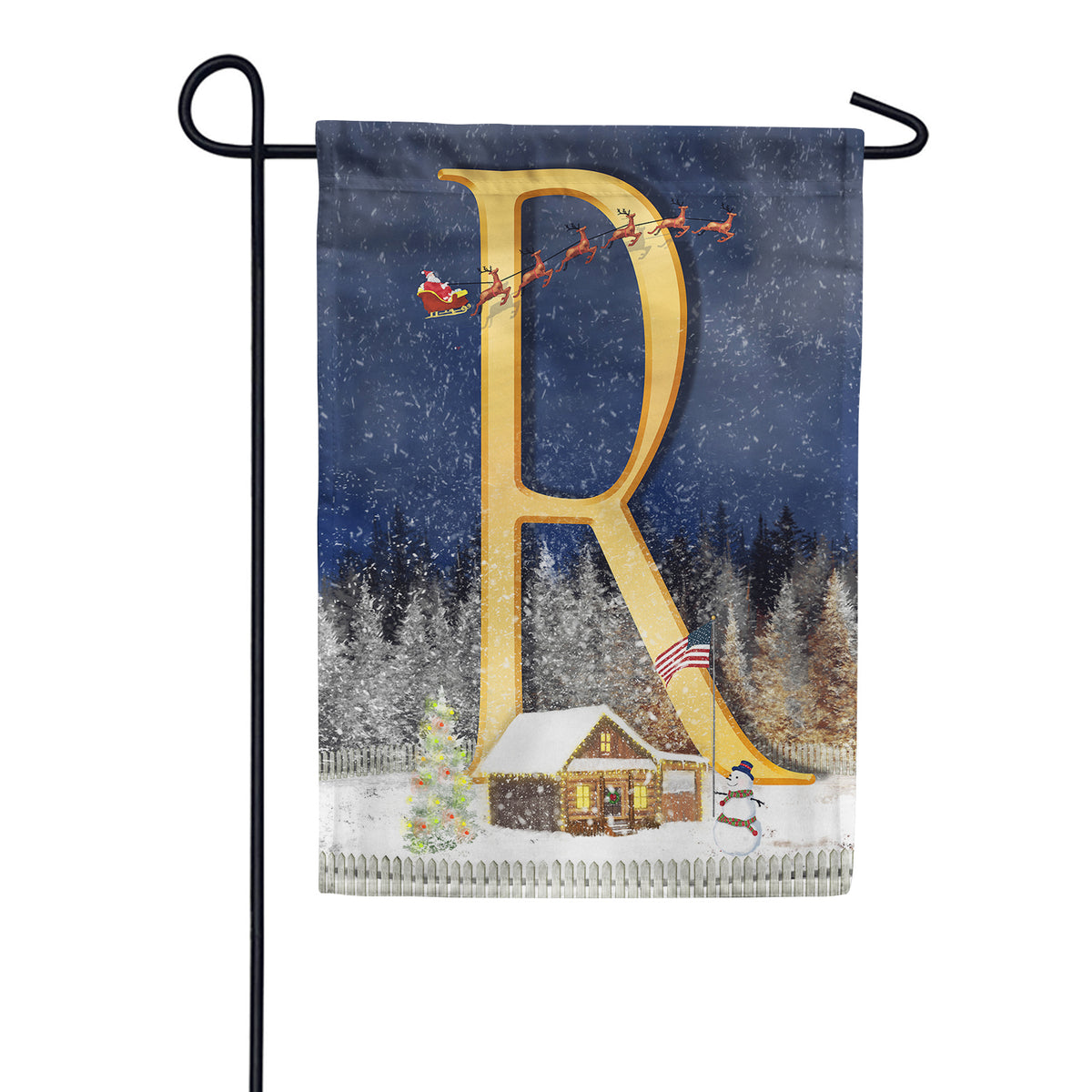 Santa Is Coming Double Sided Monogram Garden Flag