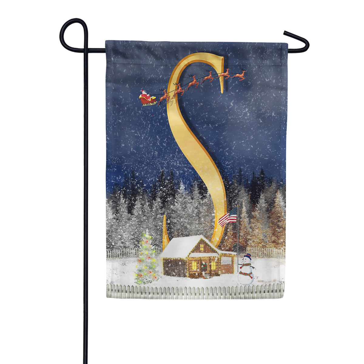 Santa Is Coming Double Sided Monogram Garden Flag
