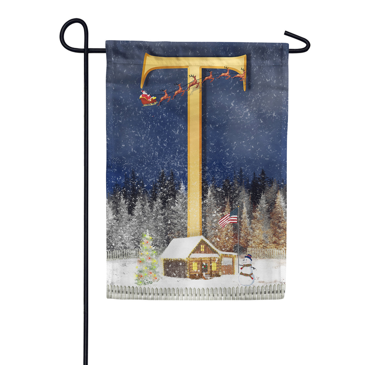 Santa Is Coming Double Sided Monogram Garden Flag