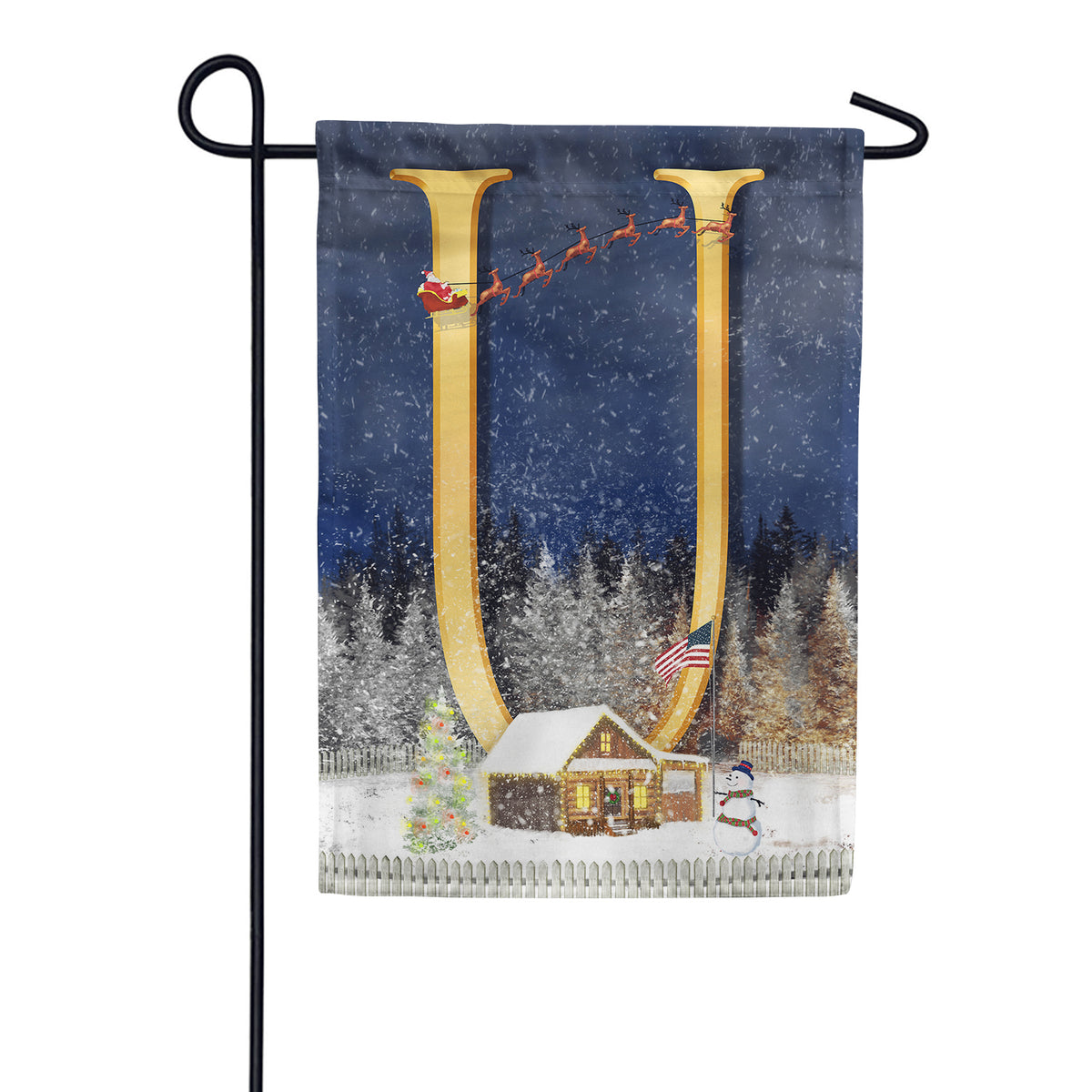 Santa Is Coming Double Sided Monogram Garden Flag