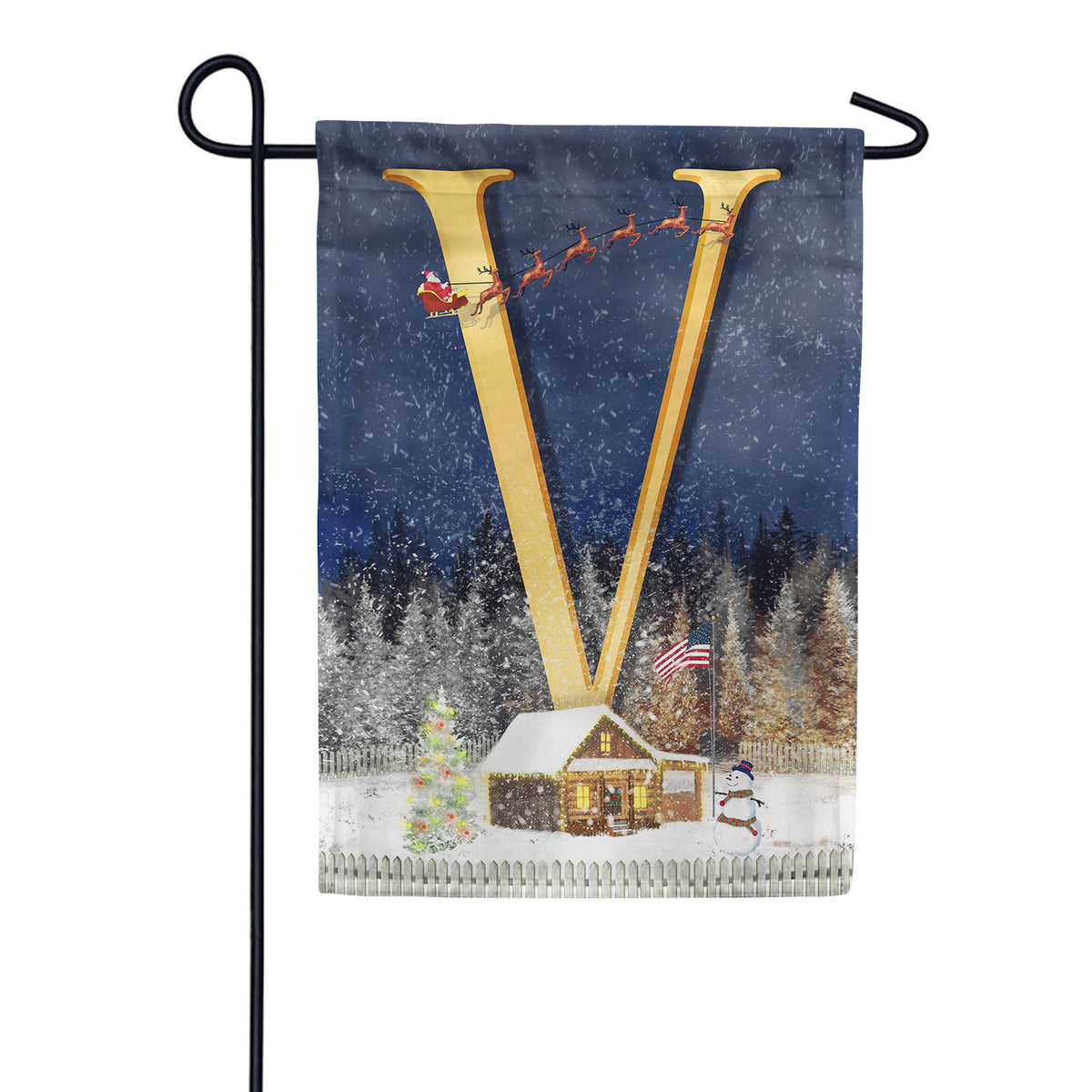 Santa Is Coming Double Sided Monogram Garden Flag