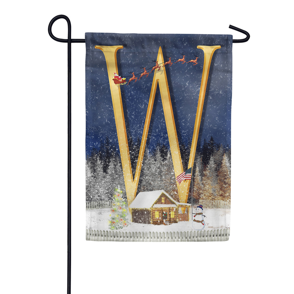 Santa Is Coming Double Sided Monogram Garden Flag