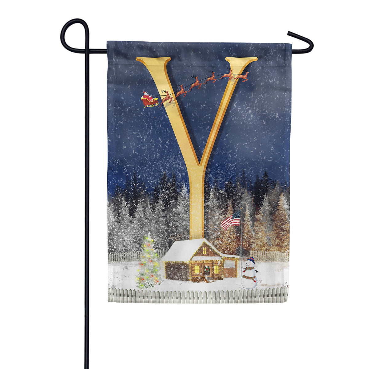 Santa Is Coming Double Sided Monogram Garden Flag