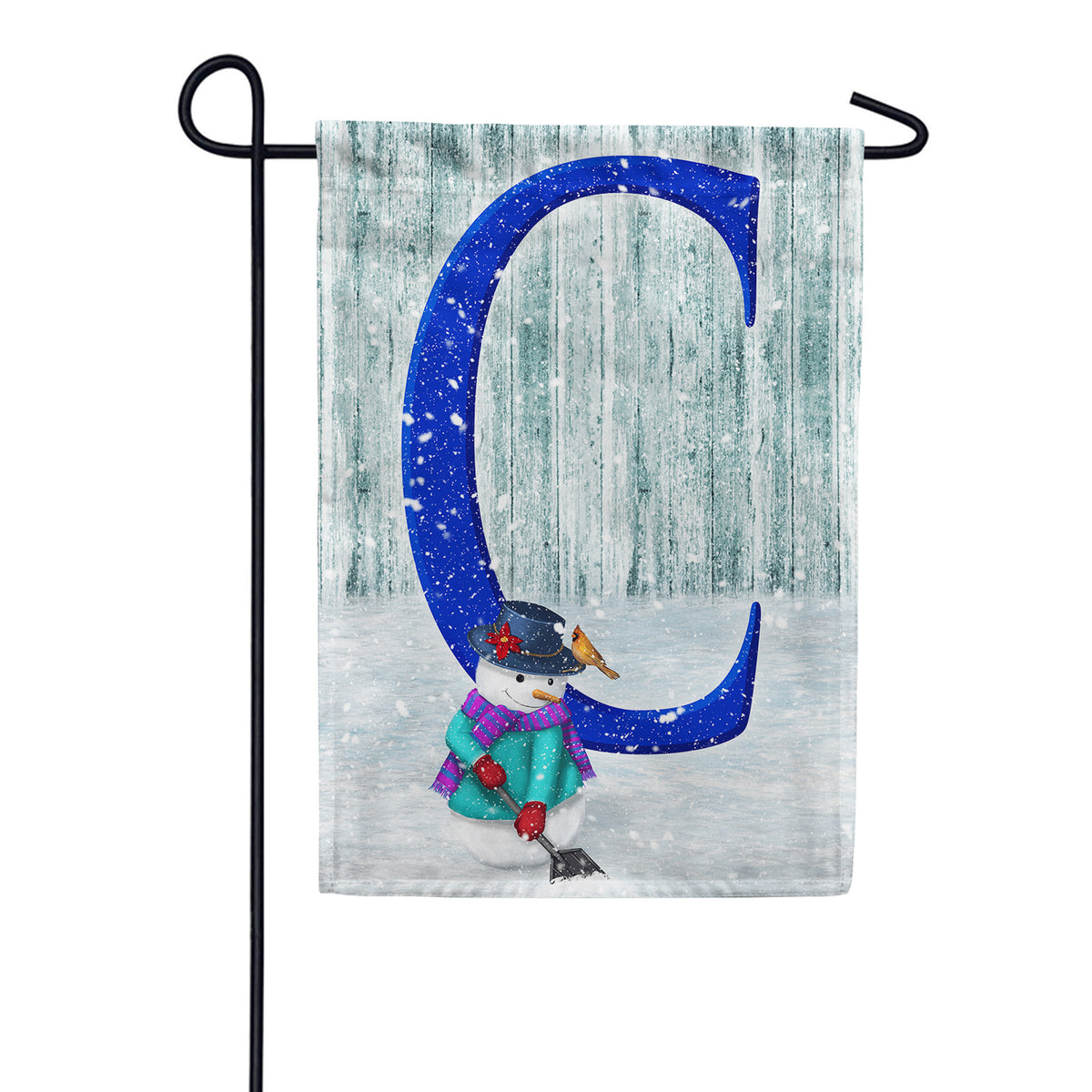 Just Keep Shovelin' Double Sided Monogram Garden Flag