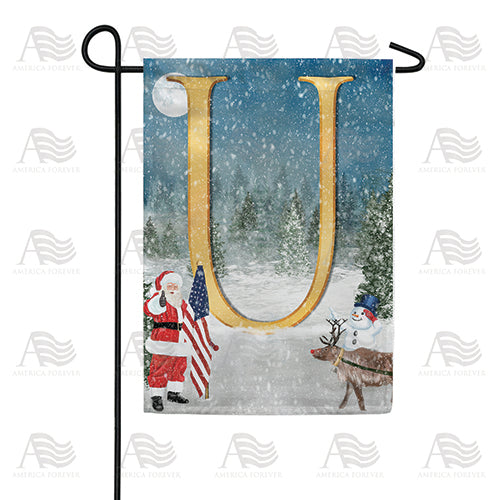 Merry Christmas USA Double Sided Monogram Garden Flag