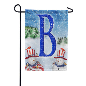 Uncle Snowman Double Sided Monogram Garden Flag