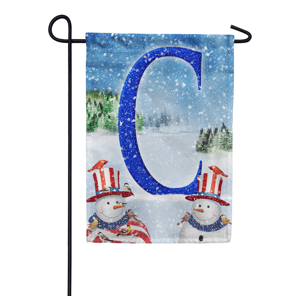 Uncle Snowman Double Sided Monogram Garden Flag