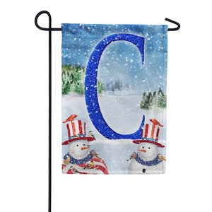 Uncle Snowman Double Sided Monogram Garden Flag