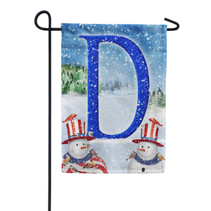 Uncle Snowman Double Sided Monogram Garden Flag