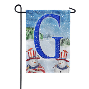Uncle Snowman Double Sided Monogram Garden Flag