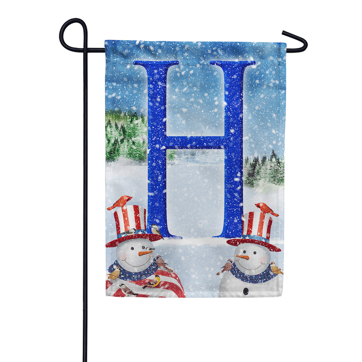 Uncle Snowman Double Sided Monogram Garden Flag