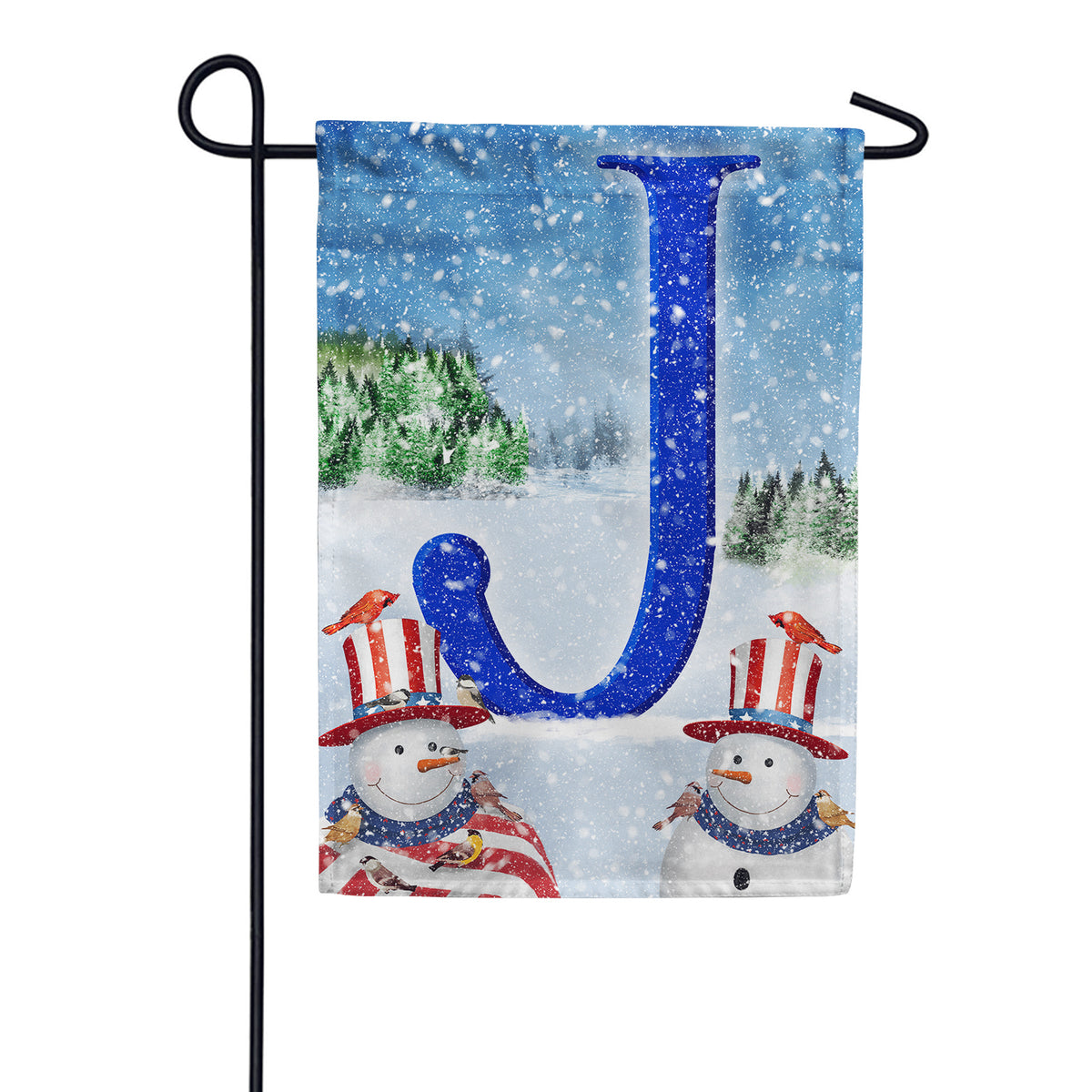 Uncle Snowman Double Sided Monogram Garden Flag