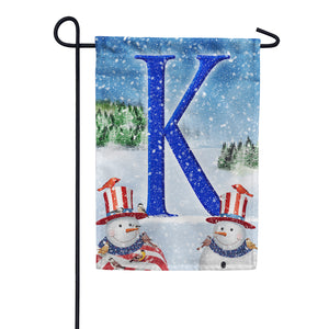 Uncle Snowman Double Sided Monogram Garden Flag