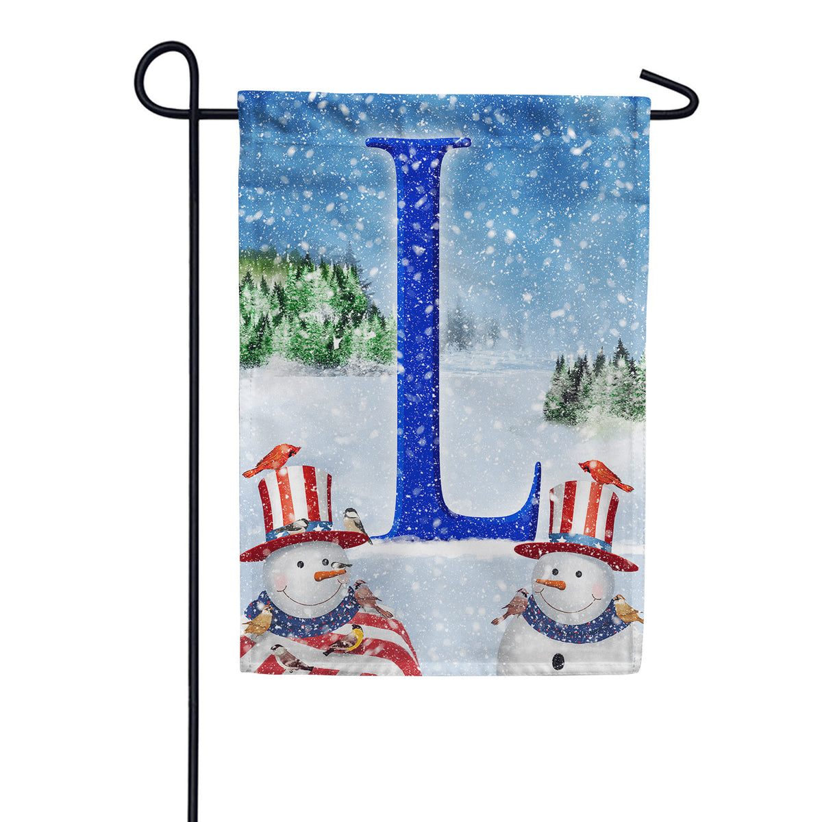 Uncle Snowman Double Sided Monogram Garden Flag