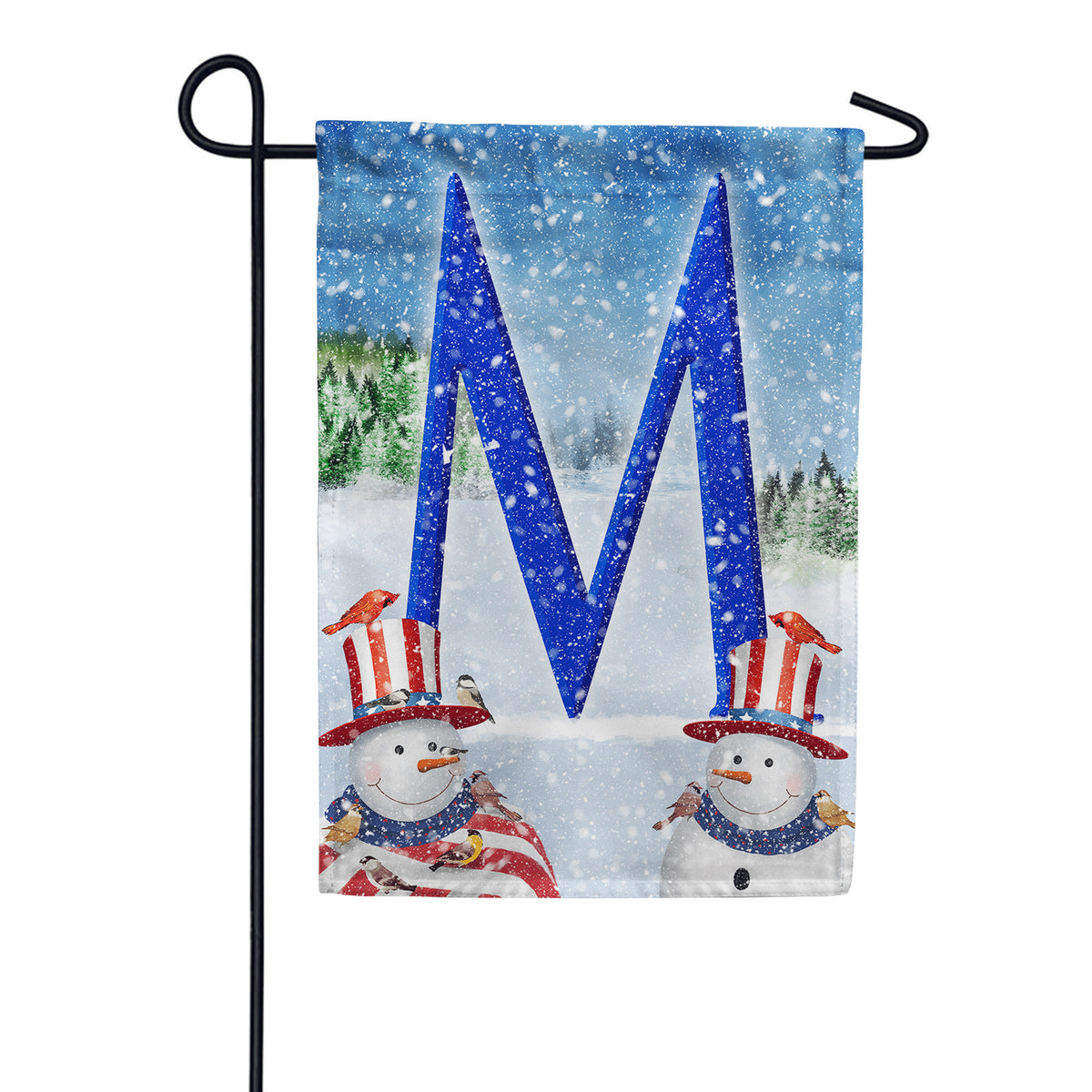Uncle Snowman Double Sided Monogram Garden Flag