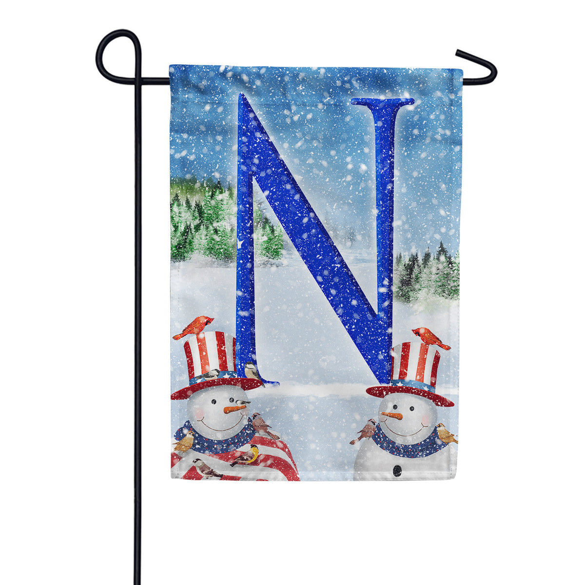 Uncle Snowman Double Sided Monogram Garden Flag