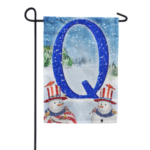 Uncle Snowman Double Sided Monogram Garden Flag