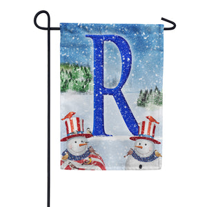 Uncle Snowman Double Sided Monogram Garden Flag