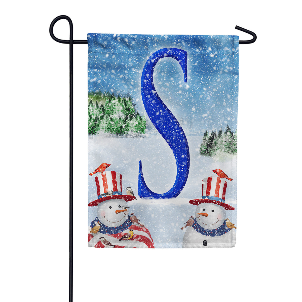 Uncle Snowman Double Sided Monogram Garden Flag